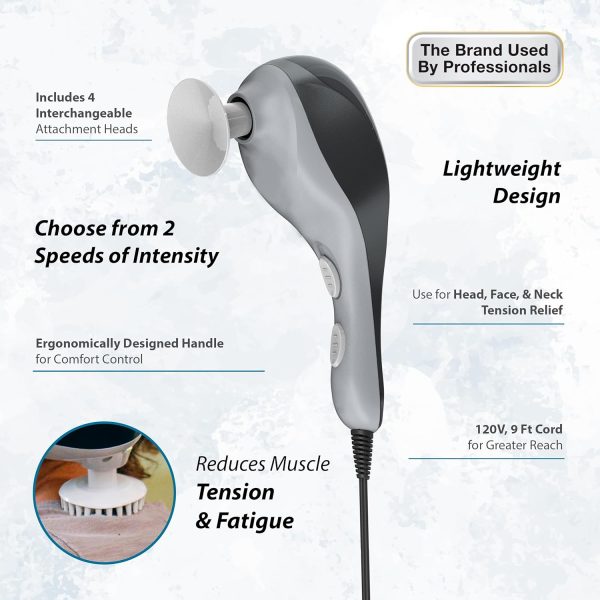 Wahl All Body Corded Light Soothing Vibratory Massager with 4 Attachment Heads - Gentle Relief - Massage Tools for Back, Foot, Neck, and Leg Massage – FSA Eligible - Model 4120-600 - Image 3