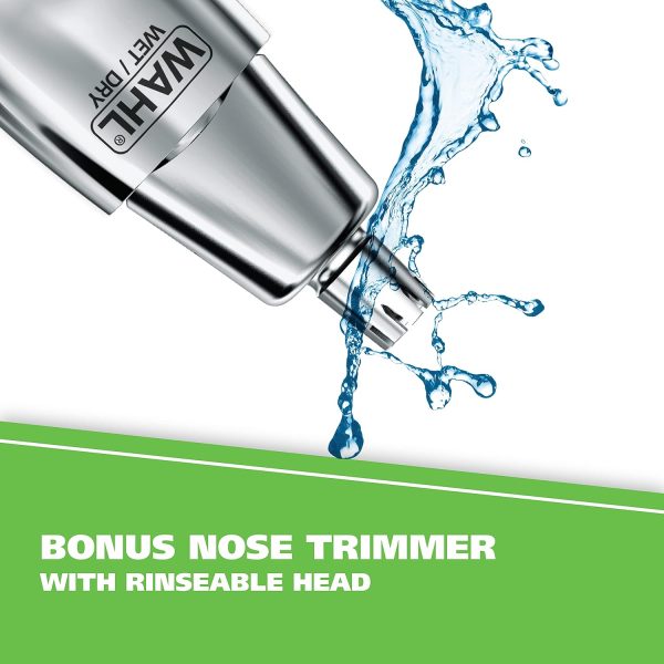 Wahl Groomsman Rechargeable Beard Trimmer kit for Mustaches, Nose Hair, and Light Detailing and Grooming with Bonus Wet/Dry Battery Nose Trimmer – Model 5622v - Image 4